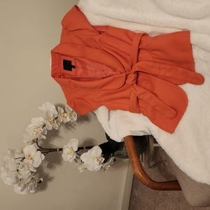 The Limited orange cap-sleeve, tie waist jacket